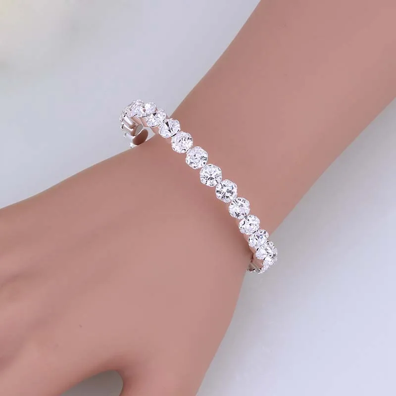 Bridal Jewelry Sets Crystal Jewelry Sets TREAZY Circle Crystal Bridal Jewelry Sets Silver Color African Beads Rhinestone Wedding Necklace Earrings Bracelet Set For Women
