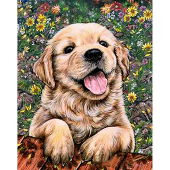 

Full 5D Diy Diamond Painting Cross Stitch "Dog" 3D Diamond Embroidery Rhinestone Decor Paintings