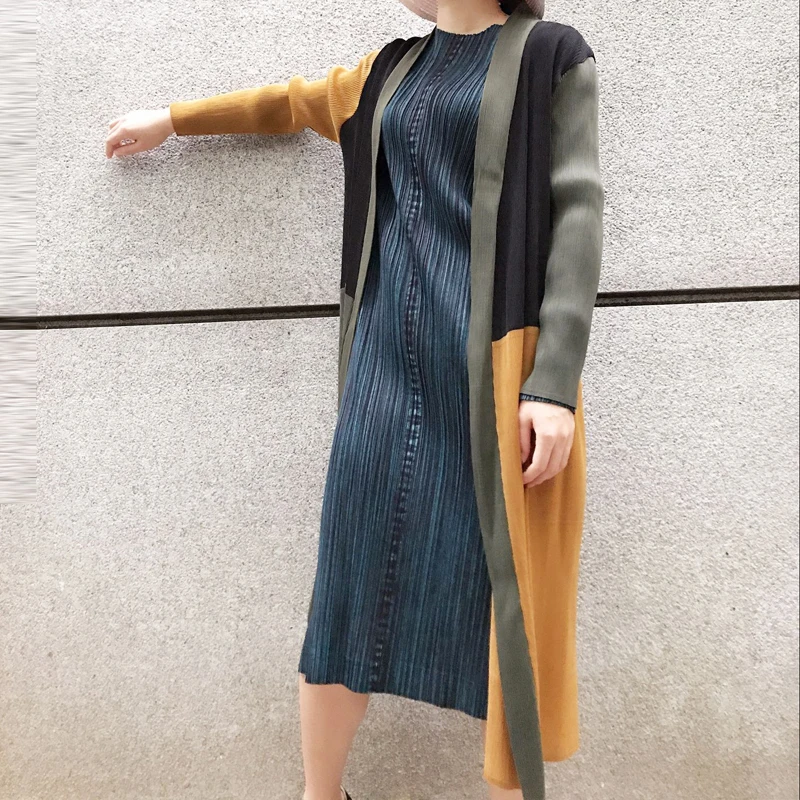 Горячие продажи miyake с отложным воротником watchwork Верхняя одежда со складками, верхняя одежда, пальто