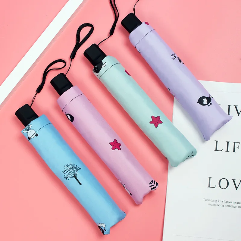 

MORI Series Cartoon Simple Easy to Carry Sun-resistant Pencil Umbrella Vinyl UV-Protection 7 Bone Lightweight All-Weather Umbrel