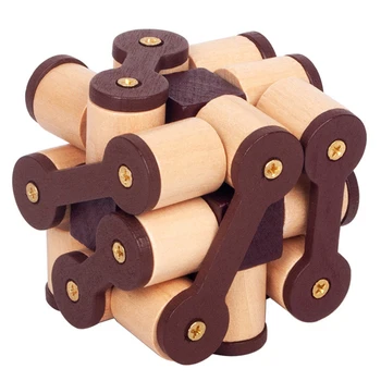 

Novelty Toys Wooden Box Luban Lock Puzzle Toy Brain Teaser Pillar Holes Matching Early Educational Lock Unlock Puzzle Toy