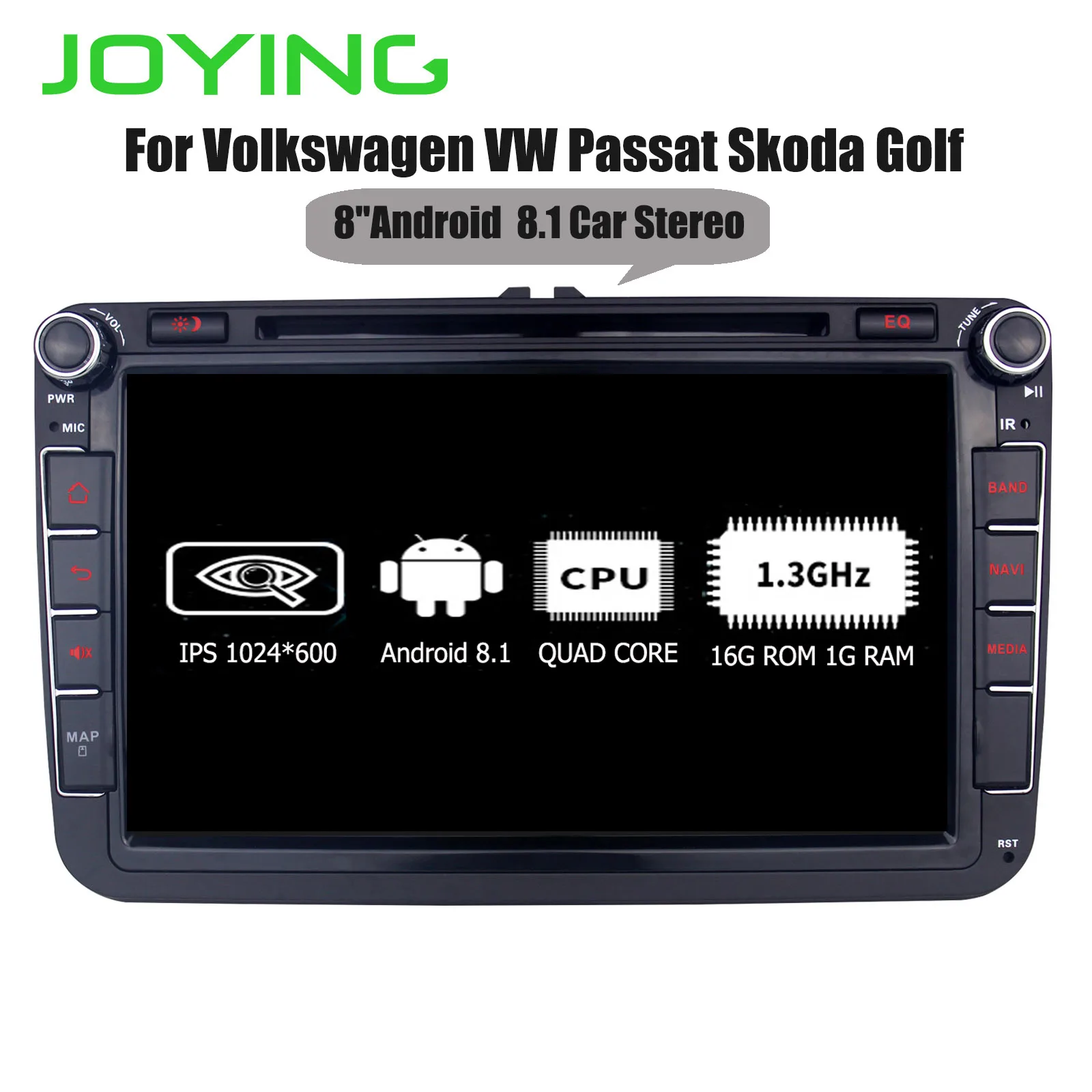 Top 8"Head Unit  BT WIFI Android 8.1 Car Radio Stereo For Volkswagen VW Passat Skoda Golf GPS Navigation NO DVD Player Steering Whee 1