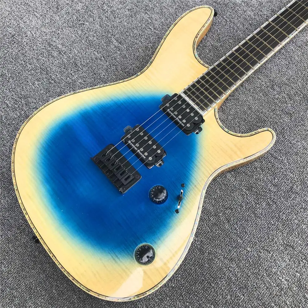 

Mayones Ebony fingerboard blue burst 6 Strings Electric Guitar,Neck through body,Abalone binding,Black hardware Mayones Guitar