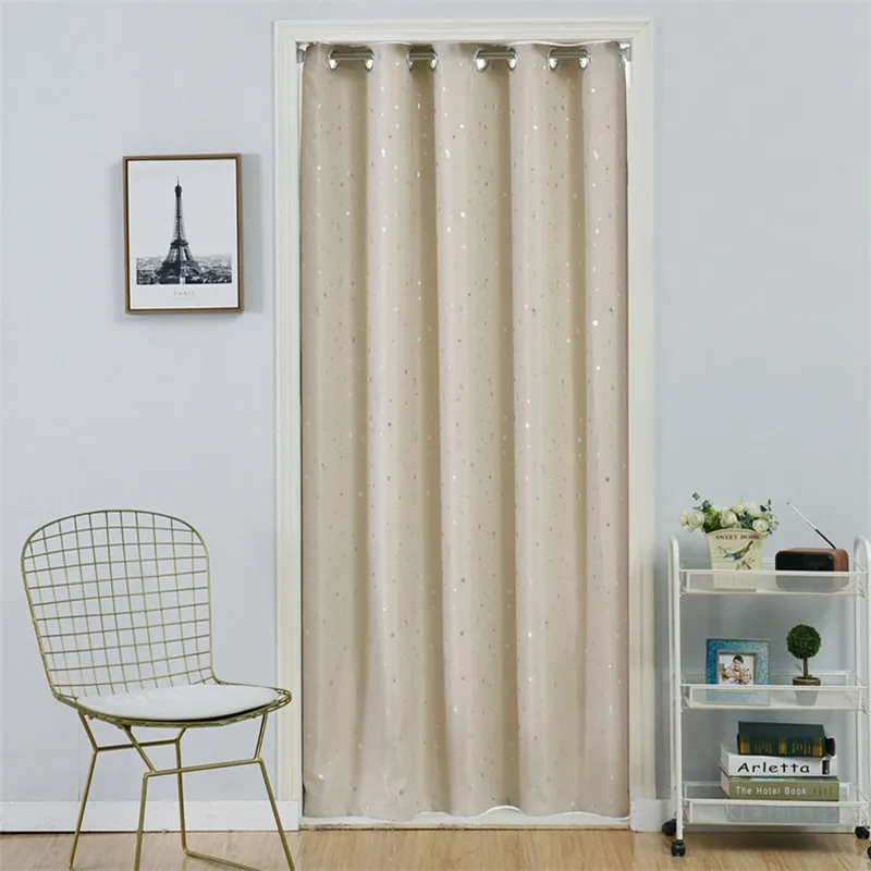 Star Pattern Thermal Door Curtains Blackout Cloth Curtain Grommet Top 5 Colors for Bathroom Kitchen Bedroom Door Balcony DW1233