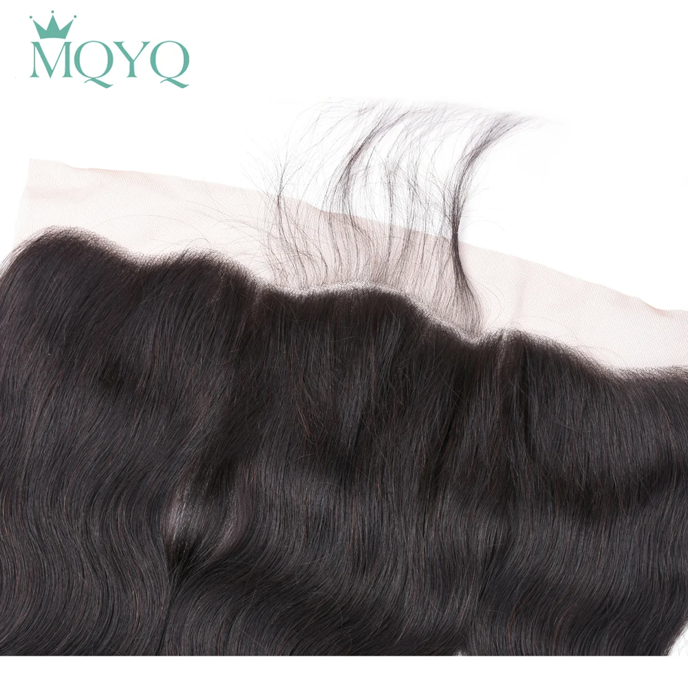 MQYQ бразильские объемные волнистые кружевные фронтальные свободные части от ушей до ушей человеческие волосы на шнуровке Размер 1" x 4" натуральный цвет не реми волосы