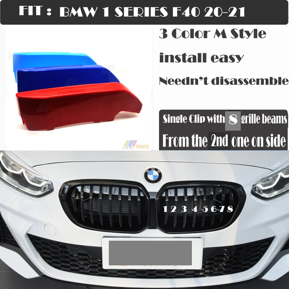 Misura 20-21 Bmw Serie 1 F40 Trim M-Sport Design 3 Colori Rene Griglia Clip Striscia Inserto M Performance Racing
