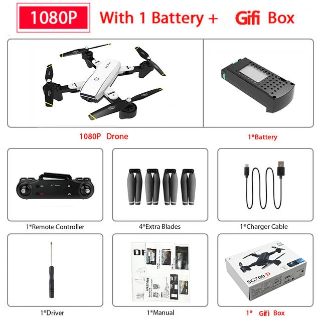 SG700-D FPV WiFi RC Дрон Профессиональный 4K 1080P 720P складной Квадрокоптер с двойной камерой широкоугольный воздушный вертолет в реальном времени - Цвет: White1080P with Box