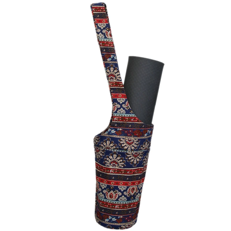 

Multifunctional Ethnic Style Yoga Mat Bag Casual Fashion Canvas Yoga Bag and Zipper Pocket Fit Most Size Mat