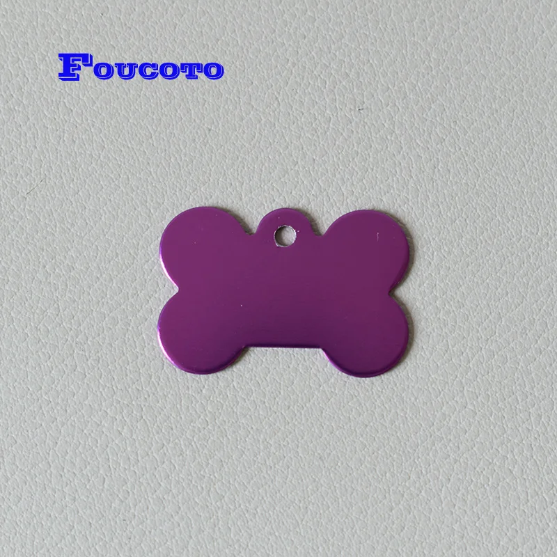 Purple 20 штук, металлические биги для собак, двухсторонние персонализированные биги для кошек, идентификационные бирки на заказ, имя щенка, телефон, нет. Ошейник, кулон, 10 цветов - Цвет: Purple