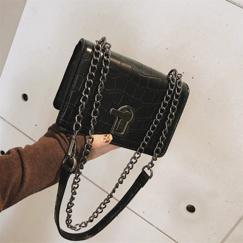

Stone Pattern Stereo Square Sling Bag Lock Simple One-Shoulder Oblique WOMEN'S Bag