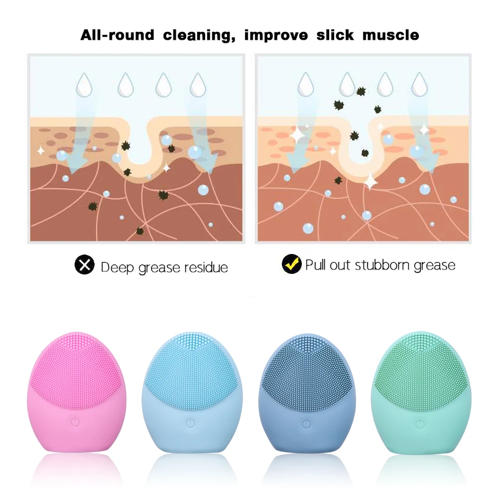 Электрическая щетка для очищения лица вибрационное массажное устройство мытья 4