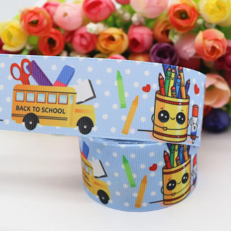 5 Yards 1.5'' (38MM) Back To School Printed Grosgrain Ribbons Hair Bows/ Gift Packaging DIY Handmade Materials Y19071904