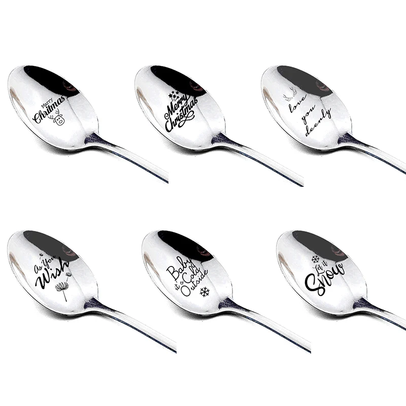 

1PCS Stainless Steel Christmas Soup Spoons Xmas Party Tableware Decoration Christmas Table Decor for Home Noel Gift Navidad