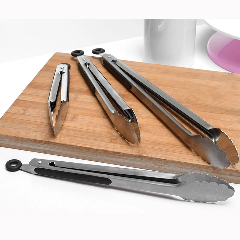 Food Tongs BBQ Grill Tongs Salad Steak Spaghetti Candy Charcoal Meat Stainless Steel Camping Barbecue Kitchen Frying Clips Clamp