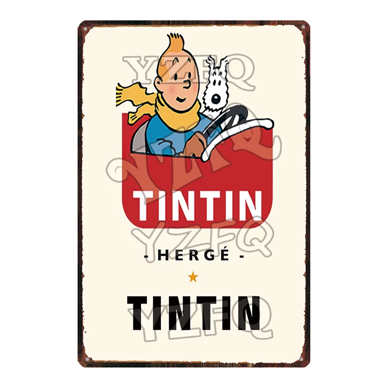 Adventures of Tintin Metal Sign Shabby Chic Vintage Style Cafe Wall Home Art Kids Room Decoration Unique Gift DU-5349A - Цвет: DU-5350