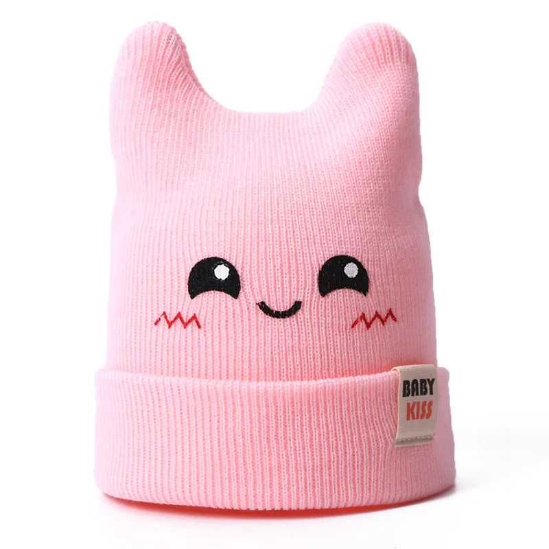 Весна, Осень, Зима, детская шапка, вязаная, одноцветная, Skullies Beanies, хлопковая шапка, милая детская теплая вязаная фетровая шапка для мальчиков и девочек - Цвет: C
