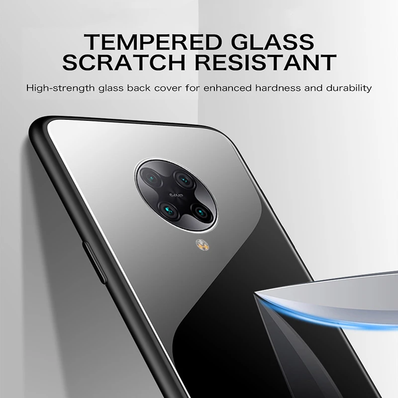 Ударопрочный чехол из закаленного стекла для Xiaomi Pocophone F2 Pro с мягкой рамкой ТПУ