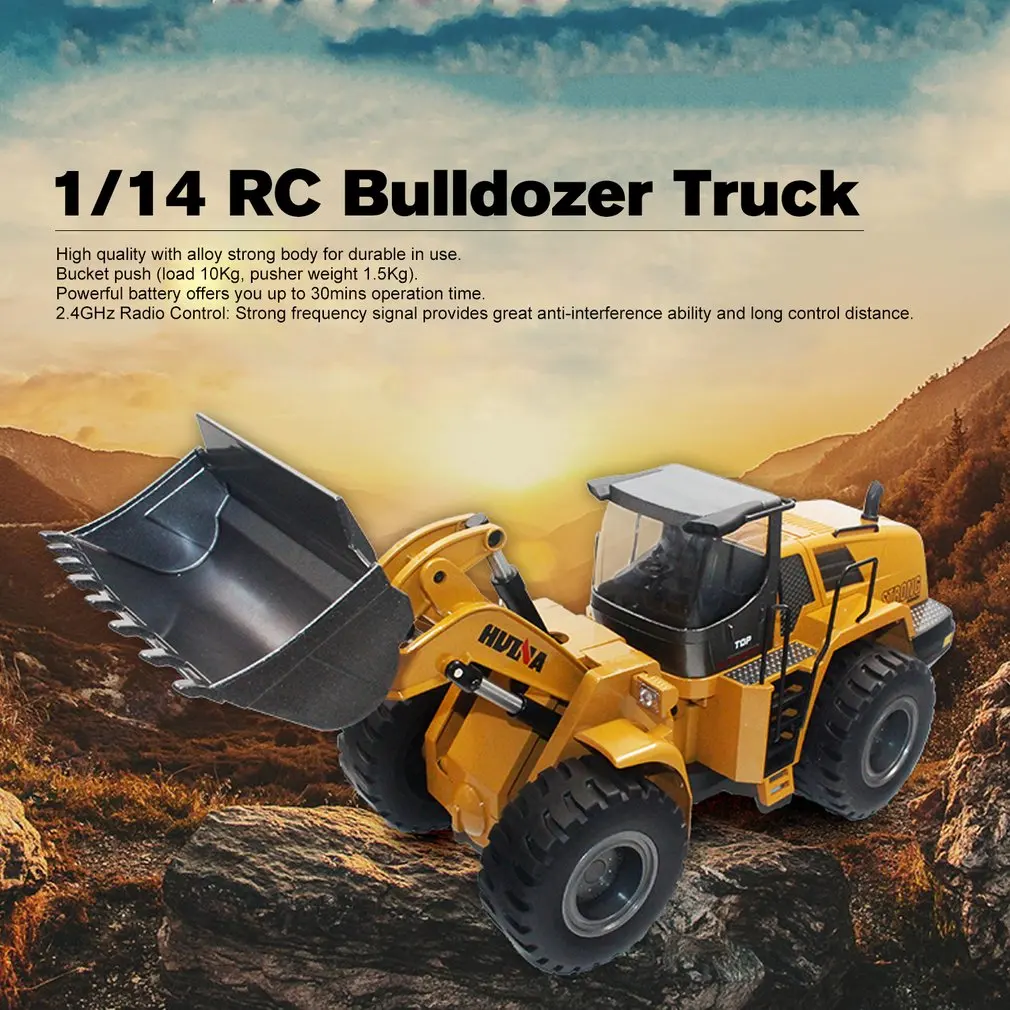

HUINA TOYS 1583 1/14 10CH Alloy RC Bulldozer Truck with Front Loader Truck Engineering Construction Car Vehicle Toy RTR for Boys
