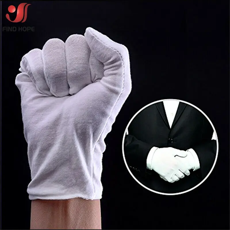 6/12Pairs White Cotton Gloves Protective Work Jewelry Inspection Disposable Safety Glove Lightweight Unisex soft