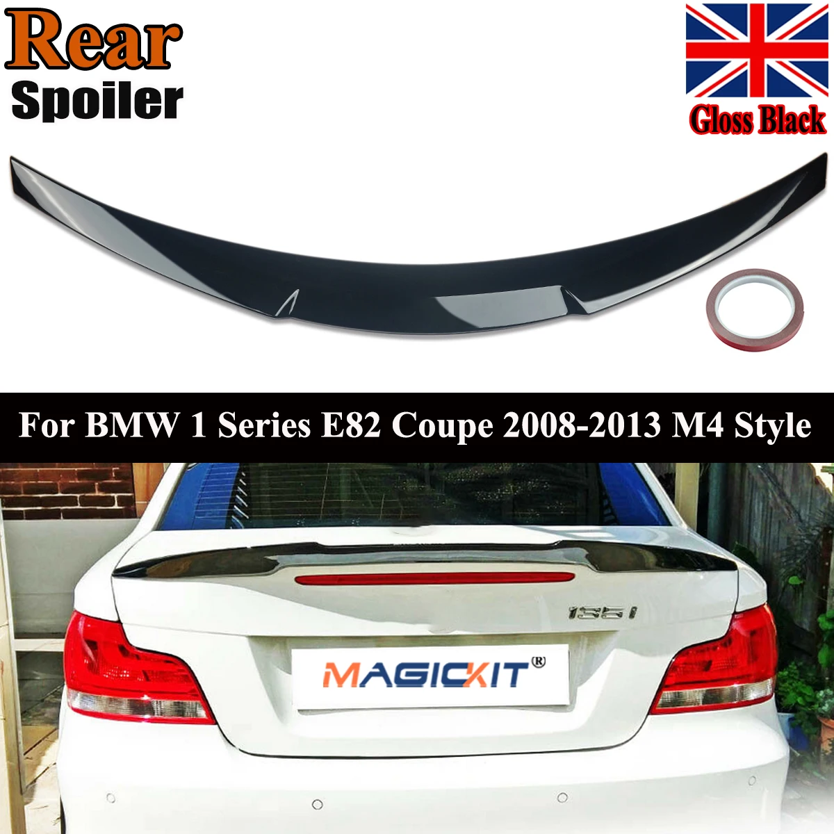 Стильный спойлер для багажника MagicKit M4 BMW E82 118i 128i 135i Coupe 2007-13 глянцевый черный |