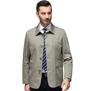 

8936 Spring and Autumn Middle-aged Fold-down Collar Jacket Men Middle-aged Daddy Clothes Business Casual Tops Short Coat