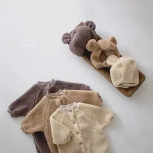 Newborn Fur Bodysuits Winter Baby Jumpsuits Baby Girl Rompers Button Infant Fall Clothes Baby Boy Outfit