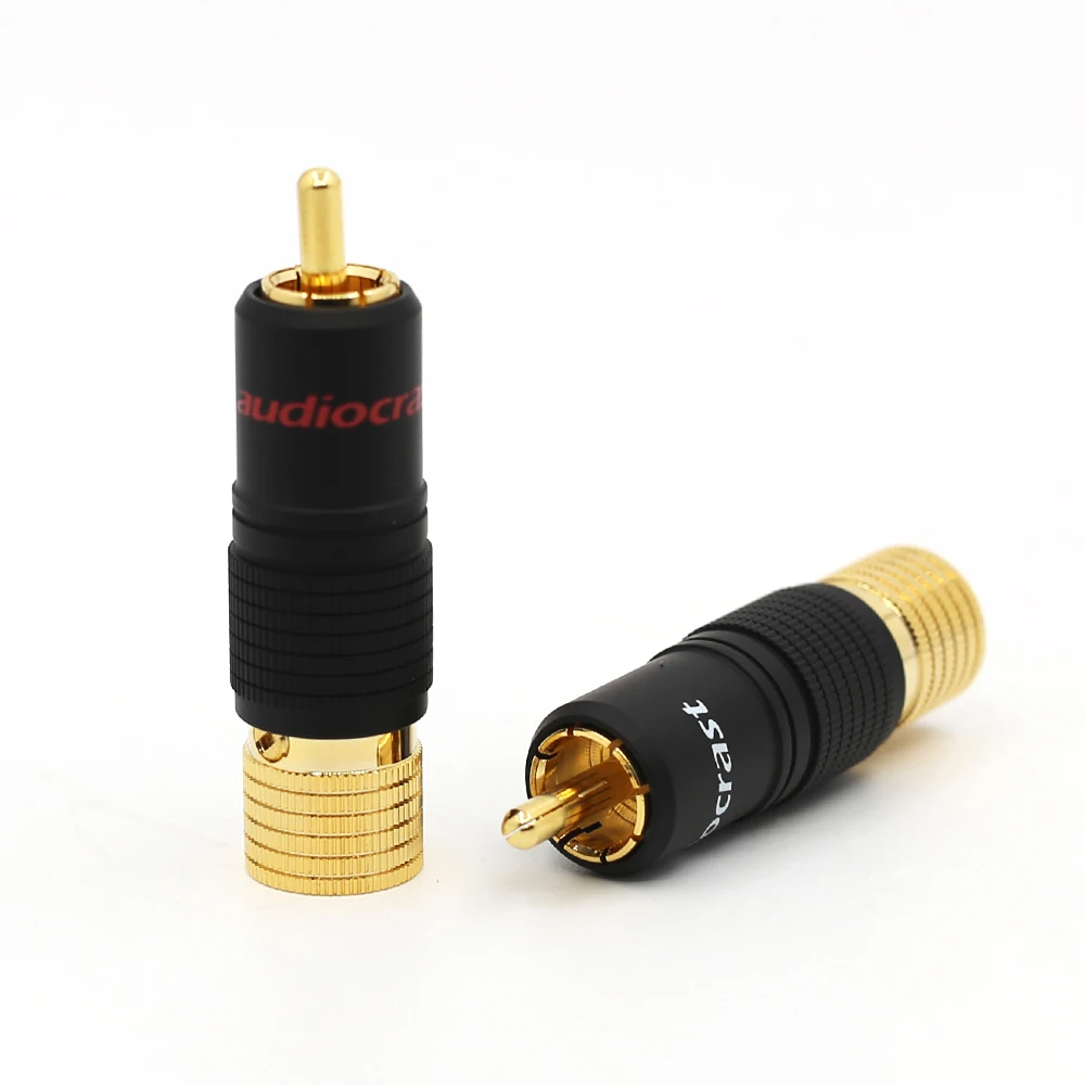 

Free Shipping Hifi 24K Gold Plated Screw Locking RCA Plug Audio Cable Speaker Connector Lockable adjustable