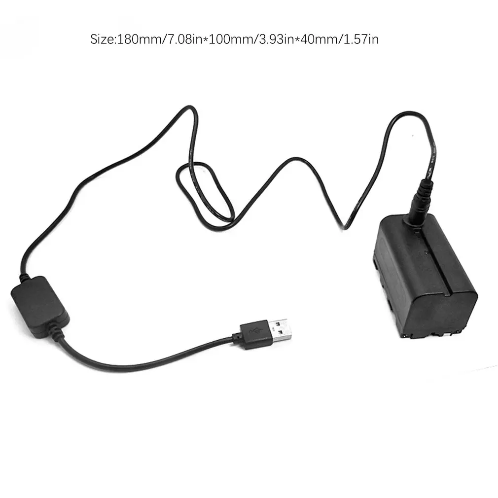 

DC 5V USB Drive Power Cable + NP-F750 NP-F550 NP-F970 Battery DC Coupler for Nanguan YongNuo Godox Photography LED Light Lamp