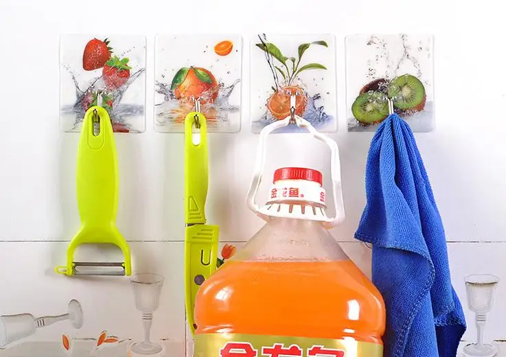 

1Pcs Door Bathroom Kitchen Hanger Self Adhesive Hooks Stick On Wall Hanging Hook Random Color