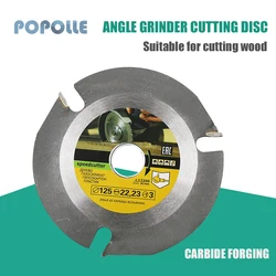 Lame de scie à disque pour meuleuse d'angle, en carbure, à trois dents, adaptée à la coupe du bois, 125 ㎜ * 3T 