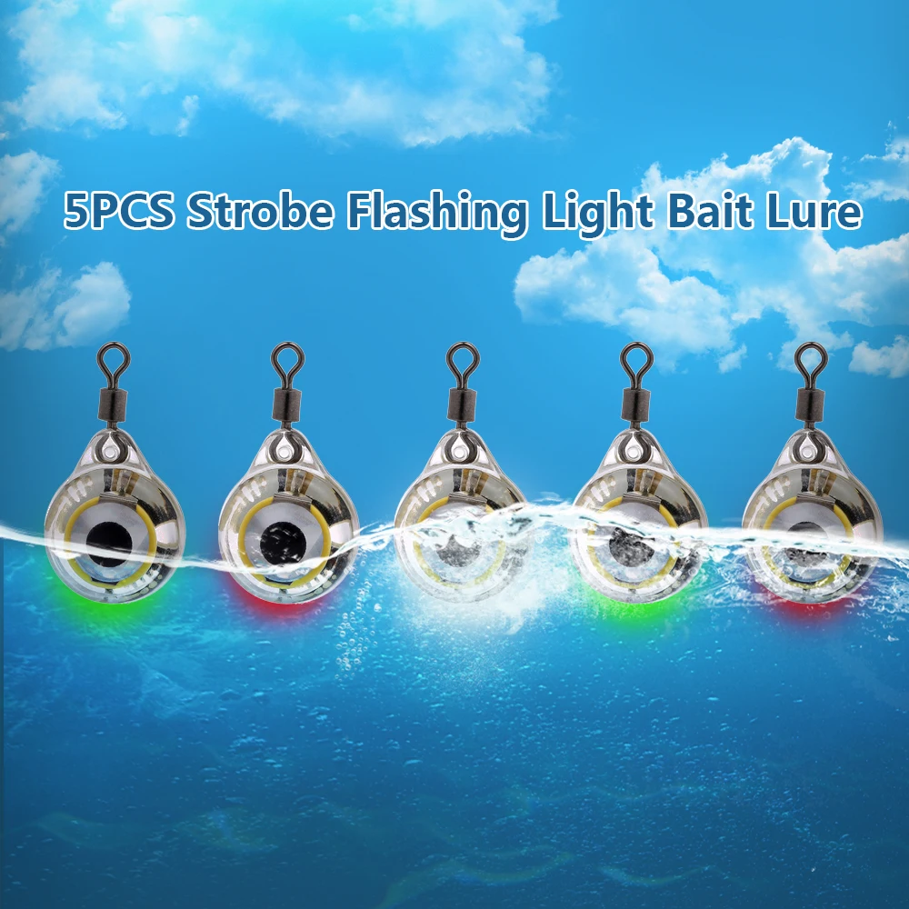 

5PCS LED Fishing Light 300m Deep Drop Underwater Round Shape Squid Strobe Flashing Fishing Light Bait Lure Light Fishing