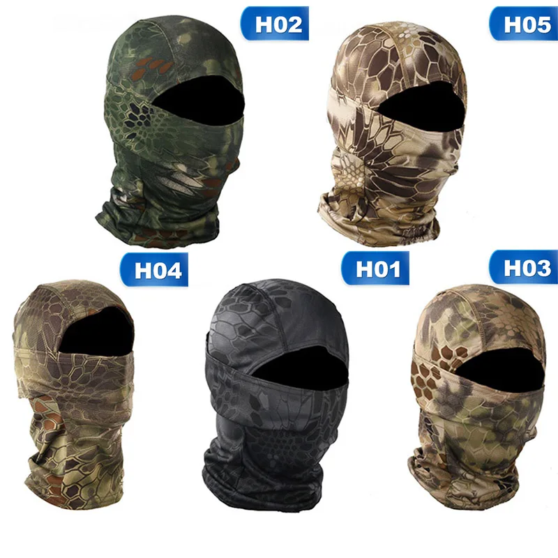 Камуфляжная защитная маска для лица и шеи дышащий теплый полный щит мото Байкер Велоспорт Тактический шлем маски Балаклава