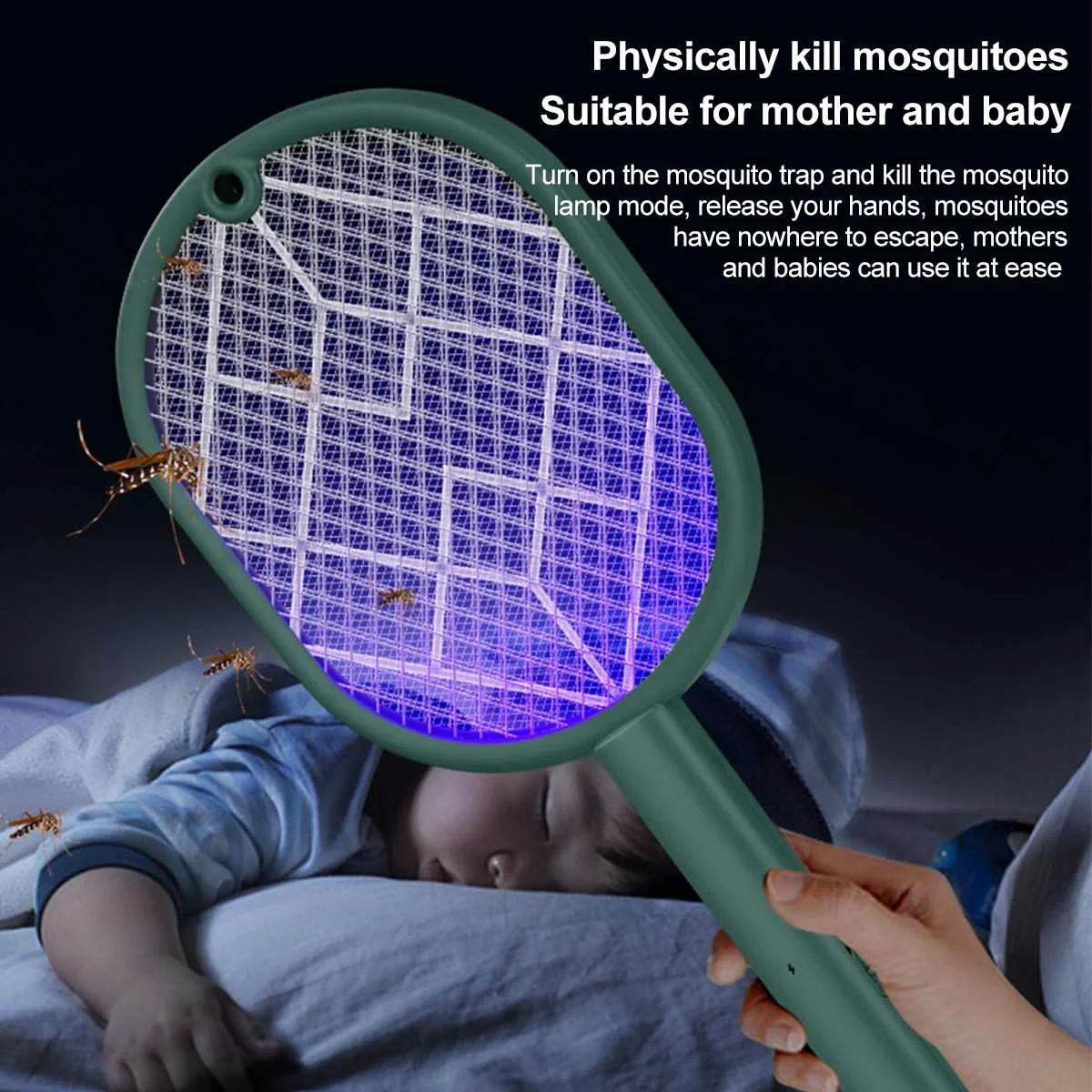 

3000V Electric Insect Racket Zapper USB Rechargeable Insects Killer Swatter Catcher Trap Bug Household Fly Zapper