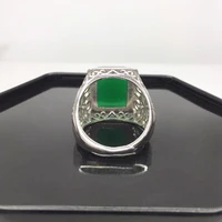 HuiSept 925 Silver Ring Jewelry for Men Geometric Shape Emerald Gemstone Rings Ornaments for Wedding Anniversary Gifts Resizable 4
