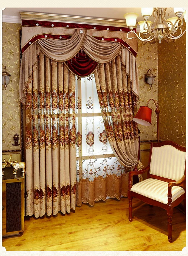 

Valance 2.5 meter, curtain 2 meter width, 2 pieces, tulle 4 meter width, 1 piece