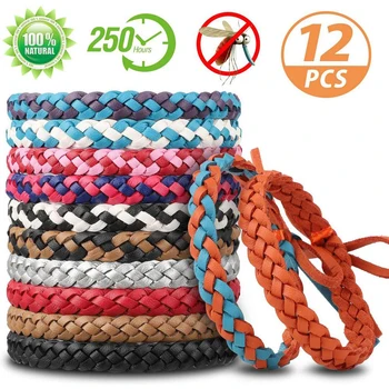 

12Pcs Mosquito Repellent Bracelet 100% Natural Substances 10-15 Days Protection Safety and Health Indoor and Outdoor Protection