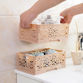 

Multi-Purpose Plastic Storage Baskets Stackable Desktop Sundries Storage Box Foldable Organization Organizer Box For Home Use