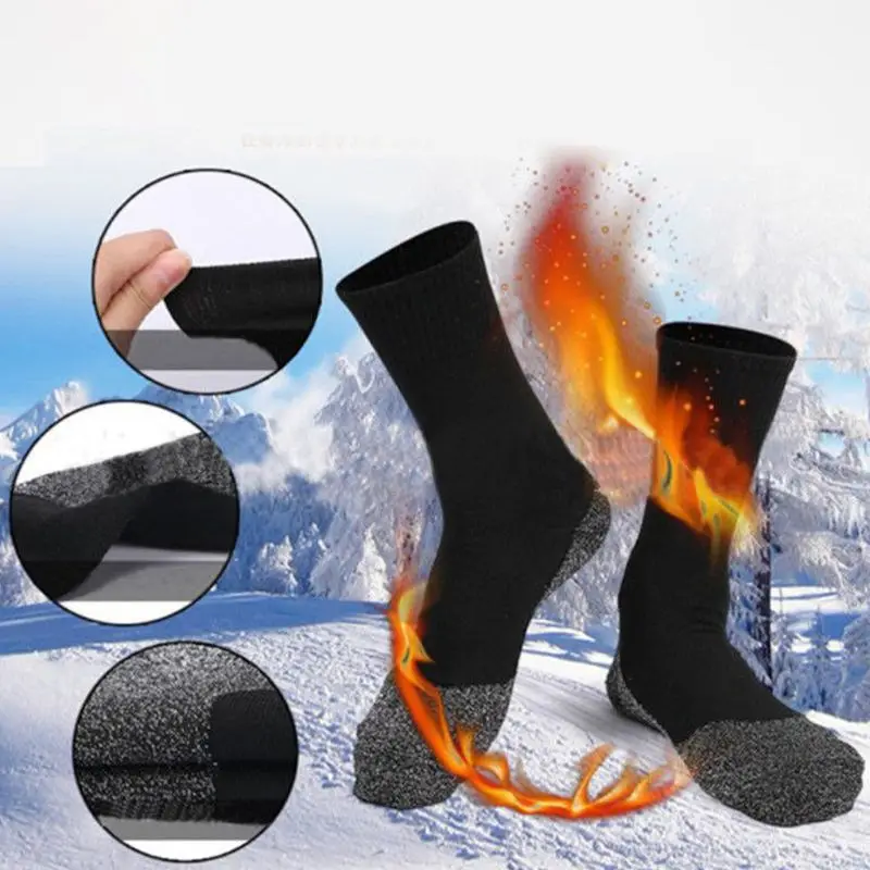 Мужские зимние теплые уличные носки для холодной погоды до середины икры с алюминиевой нитью Y1AC