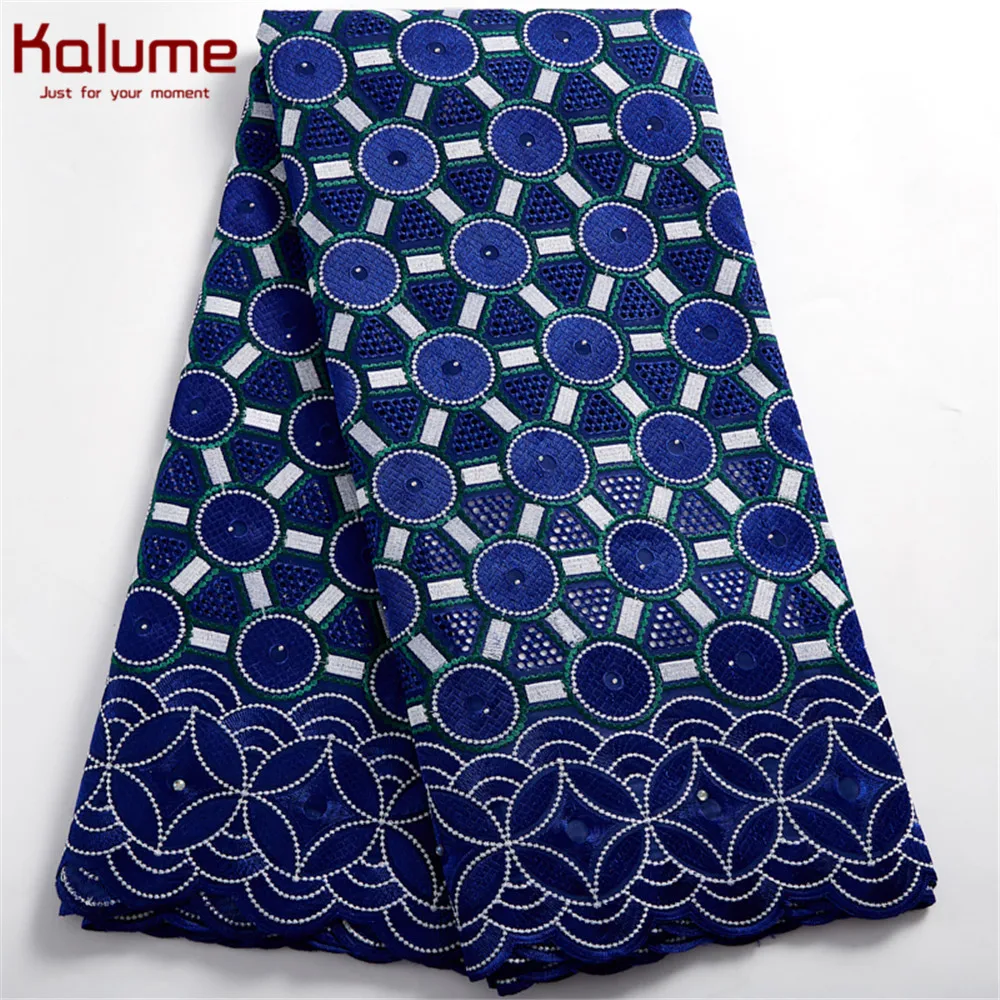 Lace fabric Kalume African Cotton Lace Fabric 5 Yards Nigerian Swiss Voile Cotton Lace Fabric Tissus Jersey for Women Sew Dresses H2482