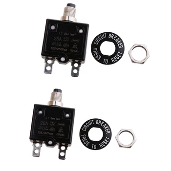 

2pcs 20A 25A Push Button Switch 125/250VAC 50VDC Thermal Circuit Breaker