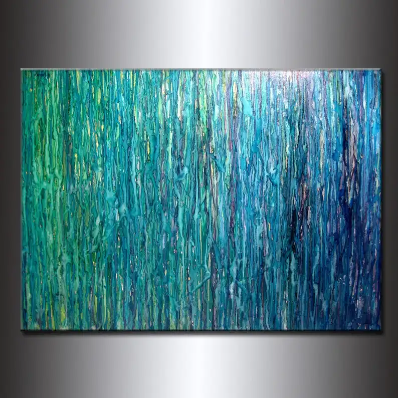 

Blue Green Abstract Painting,Original Modern Wall Decor, Large Contemporary Abstract Art On Canvas huge painting Large scale art