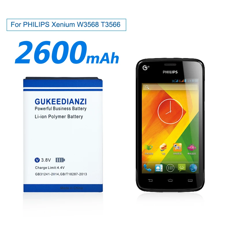 GUKEEDIANZI 29600 мАч AB2000HWML AB2000HWMC сменная батарея для PHILIPS W3568 T3566 литий-полимерная аккумуляторная батарея