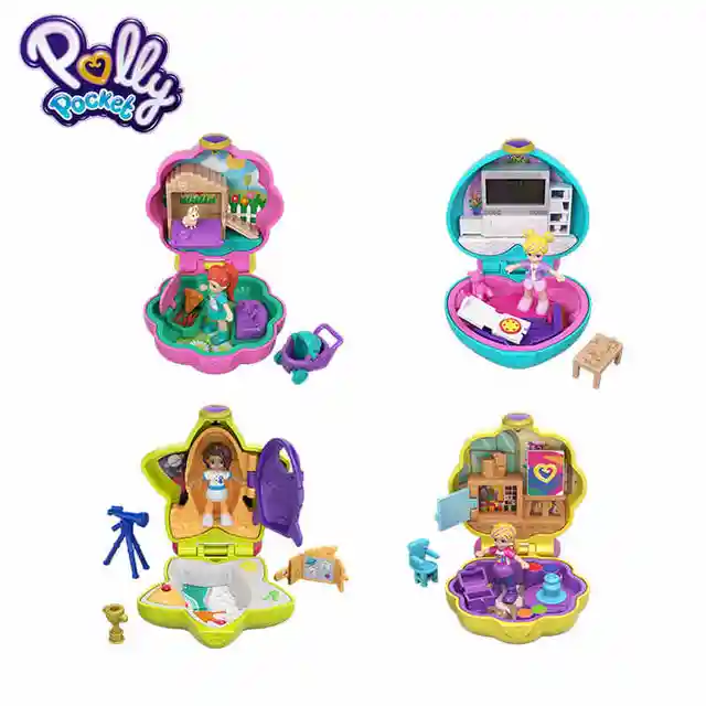 Original Mattel Polly Pocket World Mini Treasure Doll House Accessories Girl's toys Dolls Christmas Gifts Girls Home Toys 6