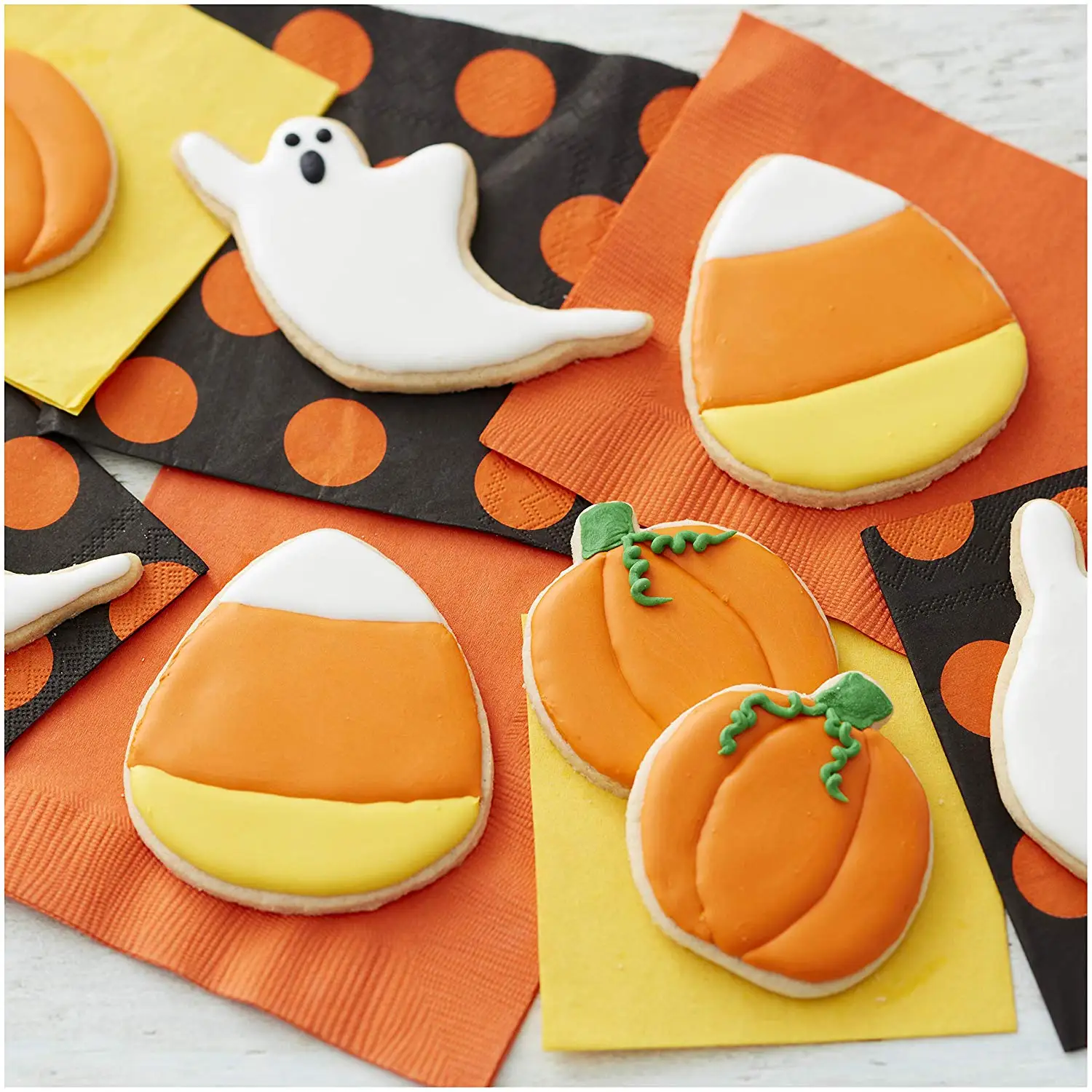Хэллоуин резка для печенья и помадки Set-7pcs-Witch на метле, летучая мышь, кошка, паук, призрак, Джек-о-шляпа с фонариком, скрещённые кости и череп-нержавеющая сталь