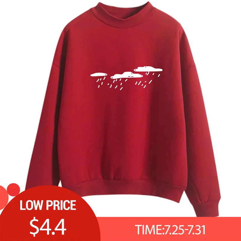 

Womail New Kpop Hoody Spring Autumn Long Sleeve Casual Harajuku Pink Sweatshirt Women Cute Cloud Printed Hoodies Oversize F710