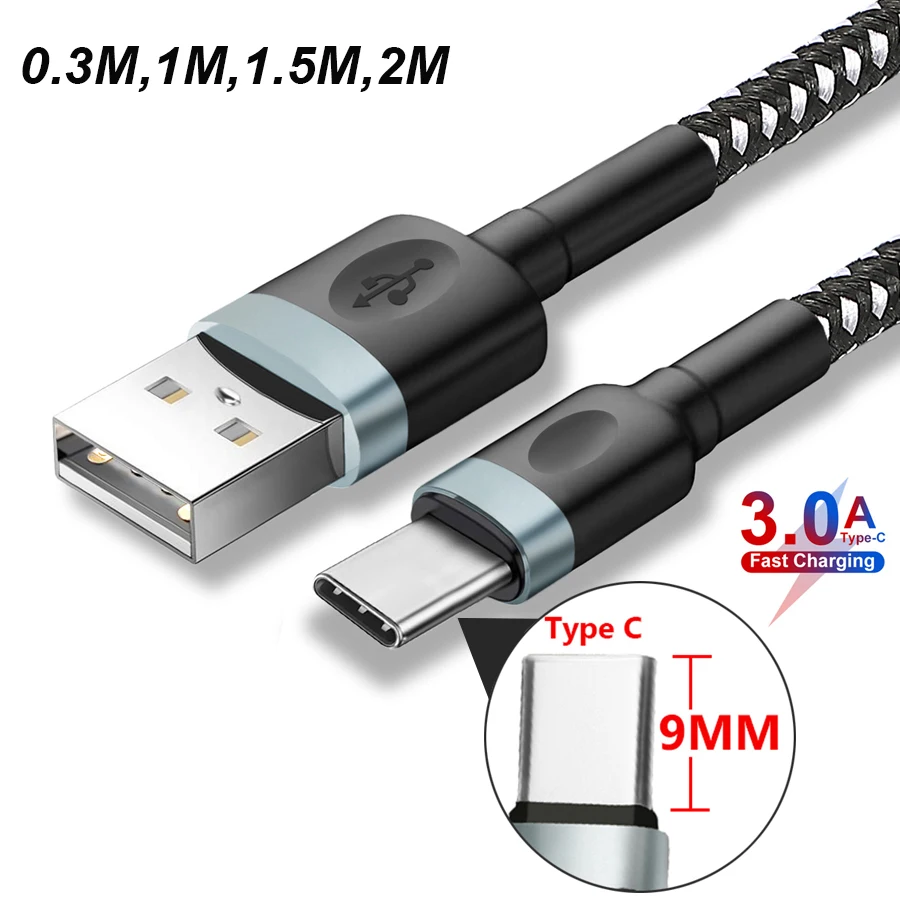 1 5 м/2 м 3A Быстрая зарядка 9 мм длинный наконечник удлиненный штекер USB Type-C разъем