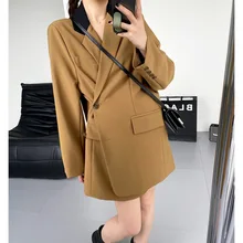 @ YYDS traje pequeño a la moda para mujer, traje Retro de manga larga, suelto, coreano, 21 de otoño