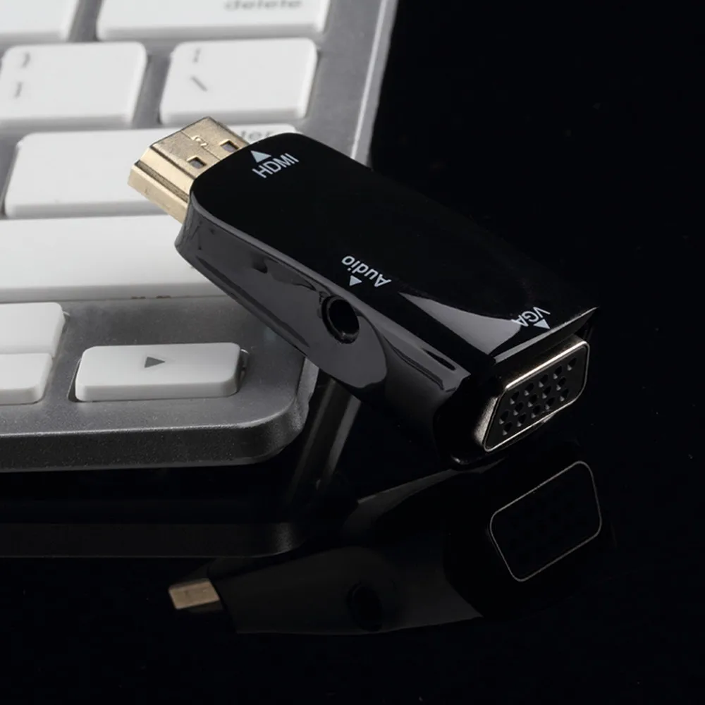HDMI мужчин и женщин VGA конвертер коробка адаптер с аудио кабель для ПК HDTV+ 3,5 мм AV аудио кабель для ПК черный белый