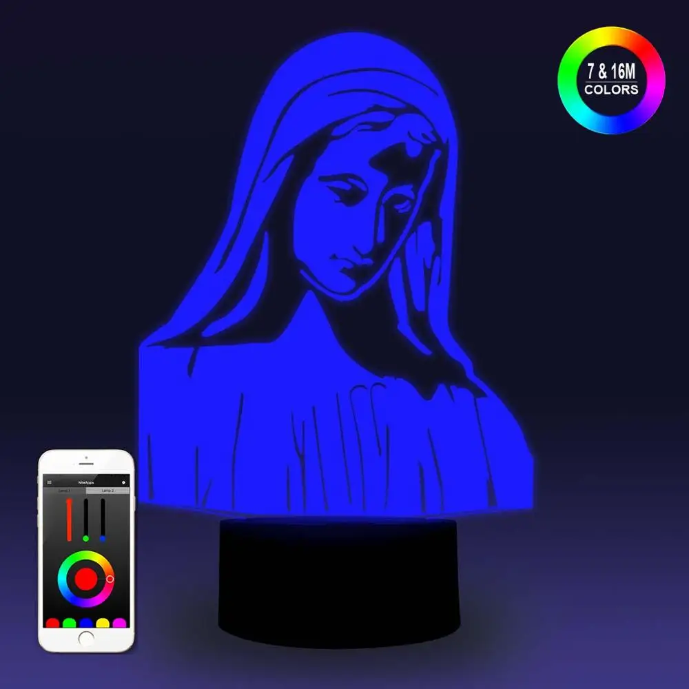 NiteApps 3D мама Божия ночник настольная Иллюзия украшение лампа подарок на день рождения приложение/сенсорное управление
