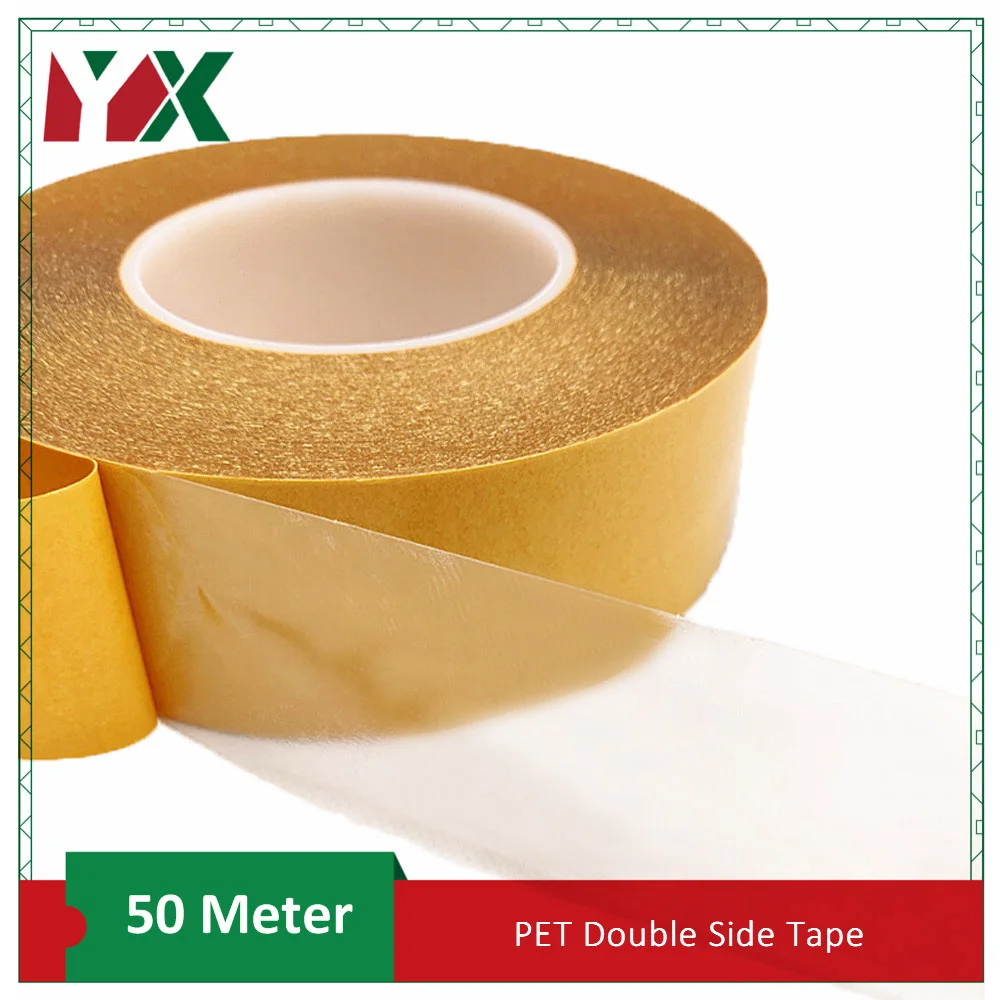 

50 Meter High Temperature Resistance PET Double Sided Tape No Trace Transparent Heat Resistant Strong Double-Sided Adhesive Tape